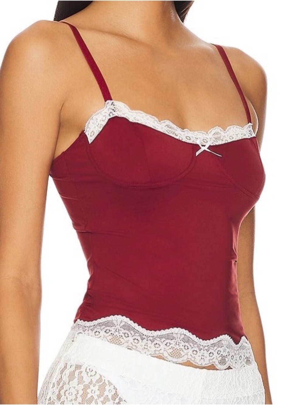 LIONESS Burgundy Lace Trim Bustier Cami Top